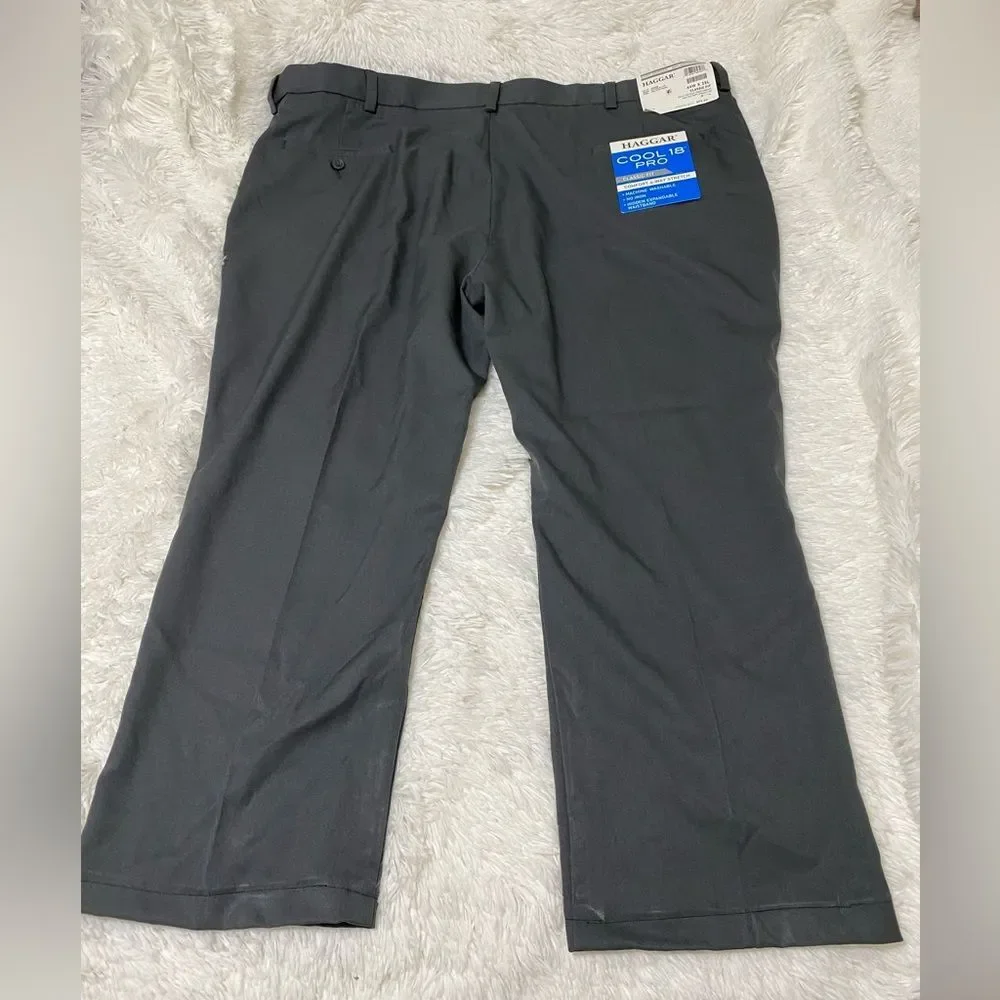 Haggar NWT ALTERED Cool 18 Pro Pant Classic Fit Gray Flat Front Men’s Size 44